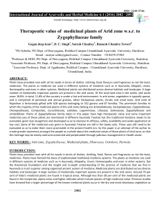 Therapeutic value of medicinal plants of Arid zone w.s.r. to