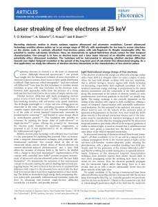 Laser streaking of free electrons at 25 keV