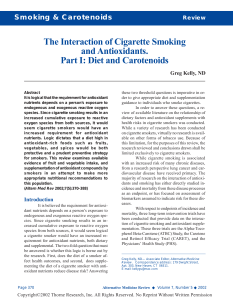 The Interaction of Cigarette Smoking and Antioxidants. Part I: Diet