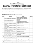 Energy transfers Fact sheet
