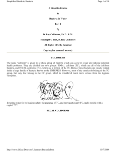 A Simplified Guide to Bacteria in Water Part 1 By D