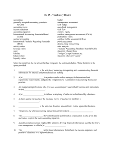 Ch. 15 – Vocabulary Review accounting generally accepted