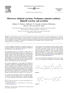 Microwave initiated reactions: Pechmann coumarin synthesis