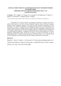 CRYSTAL STRUCTURE OF AN ENZYME INVOLVED IN THE