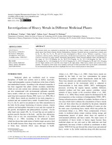 Investigations of Heavy Metals in Different Medicinal Plants