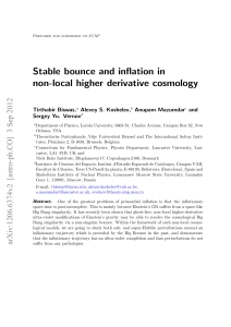 Stable bounce and inflation in non-local higher derivative