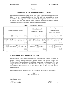 Chapter 7 Applications of Thermodynamics to Flow Processes