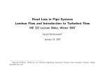 Head Loss in Pipe Systems Laminar Flow and Introduction to