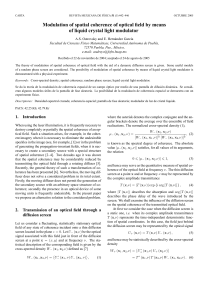 Modulation of spatial coherence of optical field by means of liquid