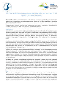 Programme for HELCOM Workshop on nutrient recycling in the