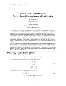 How to solve a Cubic Equation Part 3 – General Depression and a