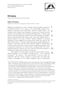Belonging - Environmental Humanities