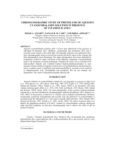 chromatographic study of photolysis of aqueous cyanocobalamin