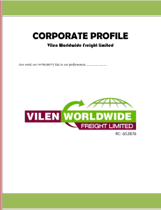 corporate profile - Vilen Worldwide Freight Ltd