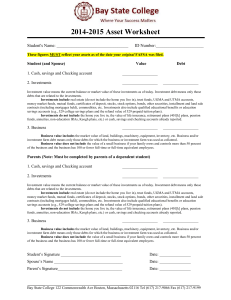 2014-2015 Asset Worksheet