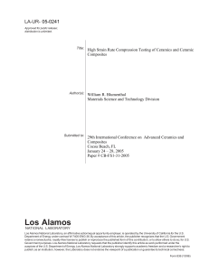 High Strain Rate Compression Testing of Ceramics and