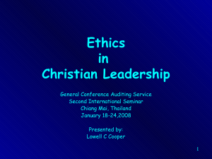 Ethics in Christian Leadership - Moneywise - Seventh