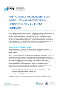 responsible investment for institutional investors in hedge funds