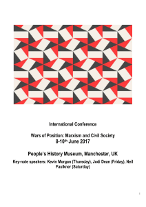 Marxism and Civil Society 8-10 th June 2017 People`s History