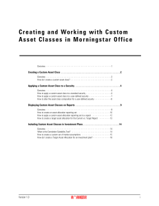 Creating and Working with Custom Asset Classes in Morningstar