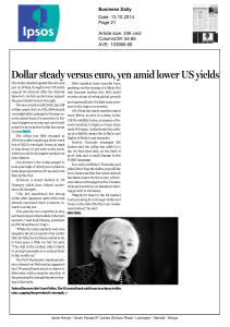 Dollar steady versus euro, yen amid lower US yields