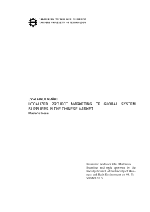 Localized Project Marketing of Global System Suppliers in the