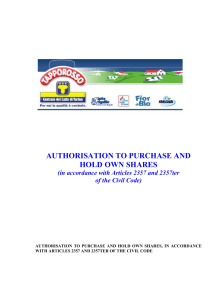 authorisation to purchase and hold own shares, in accordance with