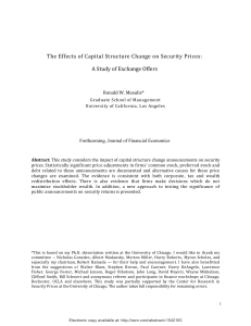 The Effects of Capital Structure Change on Security Prices