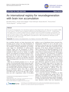 An international registry for neurodegeneration with brain iron