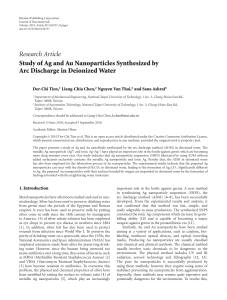 Study of Ag and Au Nanoparticles Synthesized by Arc Discharge in