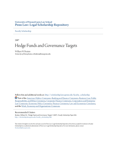 Hedge Funds and Governance Targets