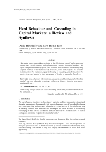 Herd Behaviour and Cascading in Capital Markets: a Review and