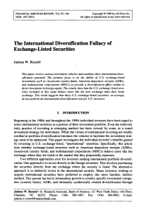The International Diversification Fallacy of Exchange