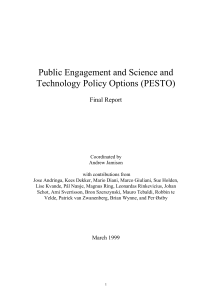 Public Engagement and Science and Technology Policy Options