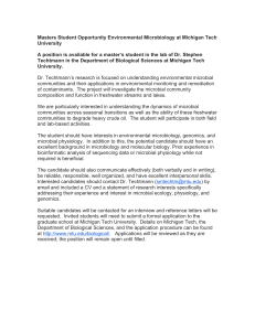 Masters Student Opportunity Environmental Microbiology at