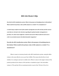 BUS 446 Week 3 DQs Describe the ABC classification system. What