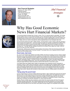 Why Has Good Economic News Hurt Financial Markets?