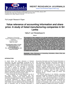 Value relevance of accounting information and share price: A study