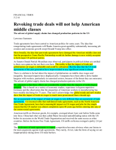 Revoking trade deals will not help American middle