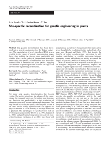 Site-specific recombination for genetic engineering in plants