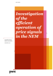 Investigation of the efficient operation of price signals in the NEM