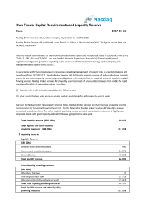 Own Funds, Capital Requirements and Liquidity Reserve