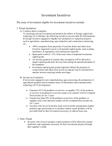 Investment Incentives