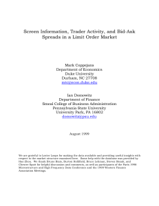 Screen Information, Trader Activity, and Bid-Ask