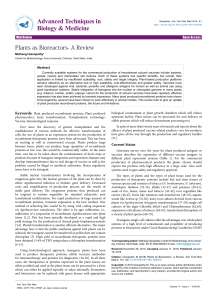 Plants as Bioreactors- A Review