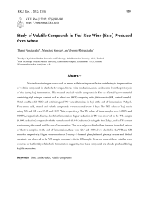 Study of Volatile Compounds in Thai Rice Wine (Sato) Produced