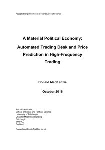 Automated Trading Desk and Price Prediction in High
