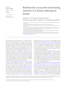 Biodiversity–ecosystem functioning research in Chinese subtropical