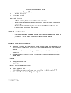 Hoary Puccons Presentations notes 4 thermistors were placed at