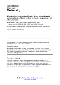 Effects of pretreatments of Napier Grass with deionized water